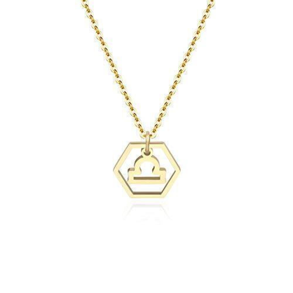 7639 18K Gold Plated Astrology Necklace Jewelry,12 Zodiac Pendant Horoscope